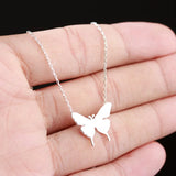 Silver Butterfly Necklace 925 Sterling Silver Choker Animal Pendant Women NK015