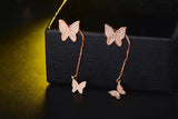 Sterling Silver Butterfly Stud Earrings with Zirconia Stone