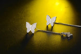 Sterling Silver Butterfly Stud Earrings with Zirconia Stone