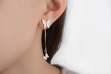 Sterling Silver Butterfly Stud Earrings with Zirconia Stone