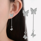 Sterling Silver Butterfly Stud Earrings with Zirconia Stone