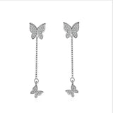 Sterling Silver Butterfly Stud Earrings with Zirconia Stone