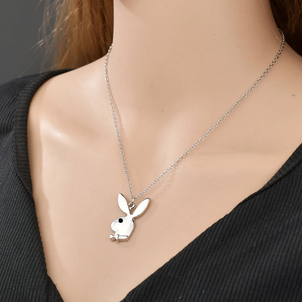 Silver Rabbit Necklace Rabbit Pendant Charm DIY Jewelry For Friend's Gift