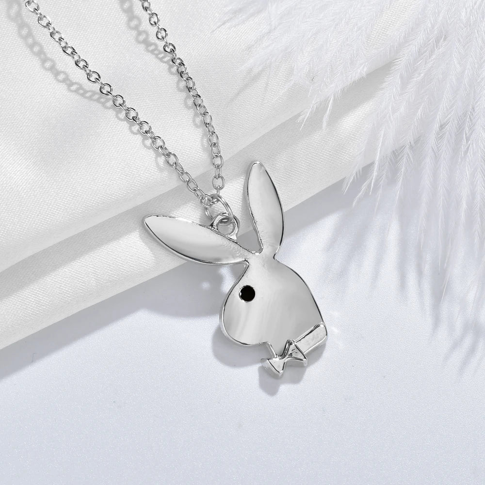 Silver Rabbit Necklace Rabbit Pendant Charm DIY Jewelry For Friend's Gift
