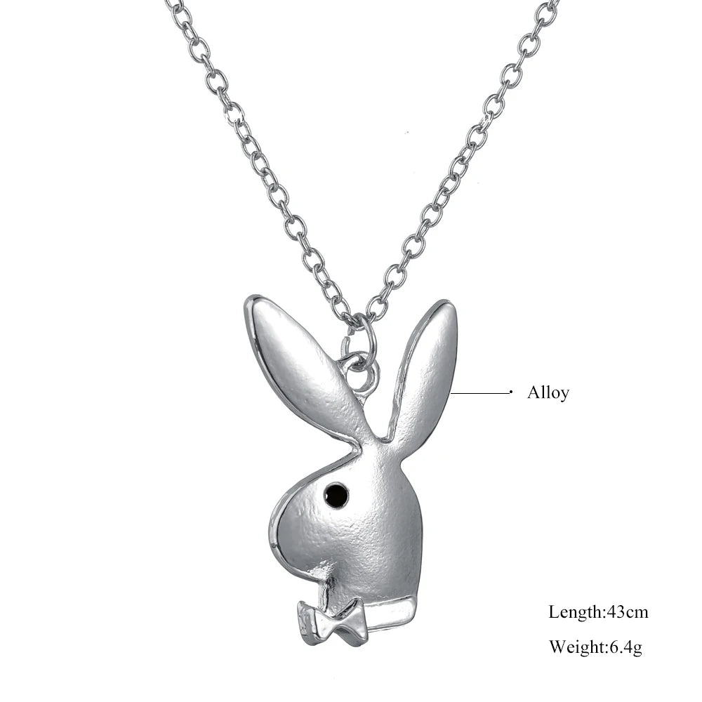 Silver Rabbit Necklace Rabbit Pendant Charm DIY Jewelry For Friend's Gift