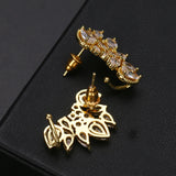 Silver Flower Stud Earrings with CZ Zirconia Crystal