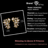 Silver Flower Stud Earrings with CZ Zirconia Crystal
