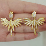 Silver Flower Stud Earrings with CZ Zirconia Crystal
