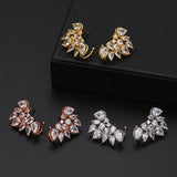 Silver Flower Stud Earrings with CZ Zirconia Crystal