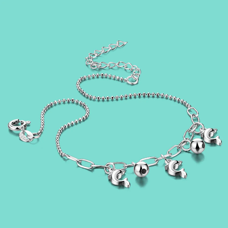 925 Silver Dolphin Pendant Anklet Summer Accessories