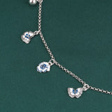 Vintage Enamel Butterfly Anklet 925 Silver Ethnic Flower Round Ball