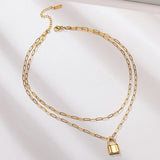 Chain Link Lock Necklace Pendant Silver Goth Jewelry Long Necklace