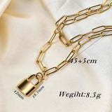 Chain Link Lock Necklace Pendant Silver Goth Jewelry Long Necklace