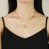 Chain Link Lock Necklace Pendant Silver Goth Jewelry Long Necklace