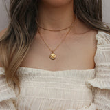 Double Layer Pendant Necklace for Women Stainless Steel Chain 18K Jewelry