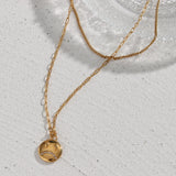 Double Layer Pendant Necklace for Women Stainless Steel Chain 18K Jewelry