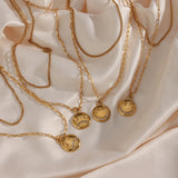 Double Layer Pendant Necklace for Women Stainless Steel Chain 18K Jewelry