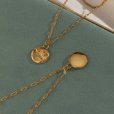 Double Layer Pendant Necklace for Women Stainless Steel Chain 18K Jewelry