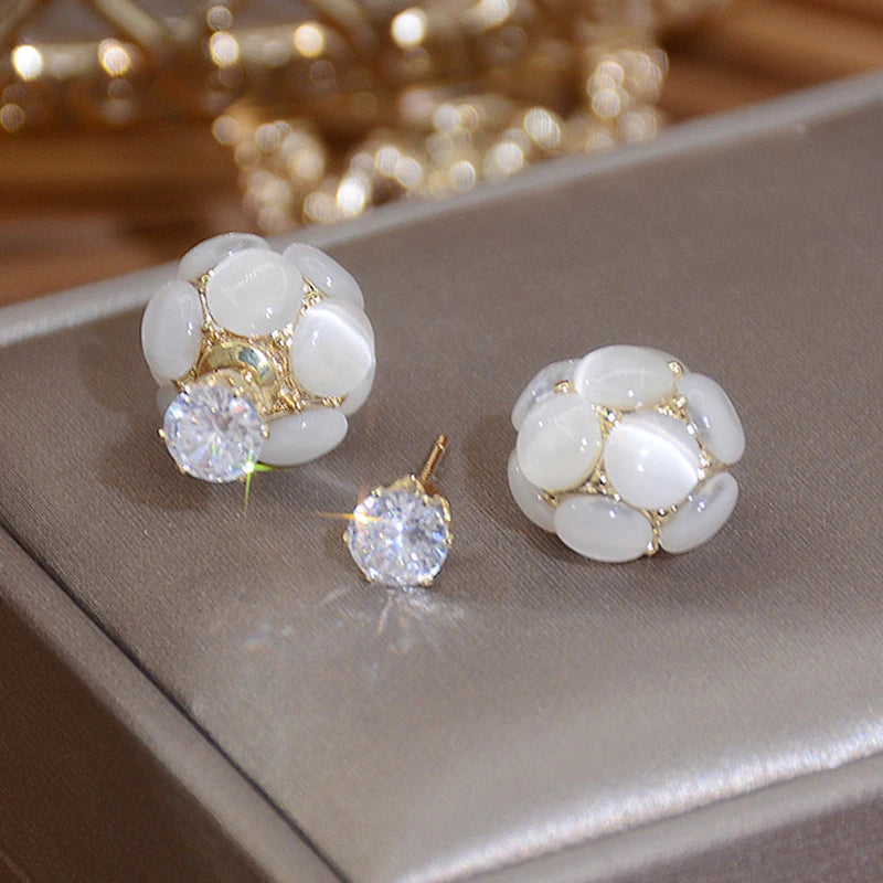 Crystal Opal Zircon Stud Earrings Wedding Jewelry Gift