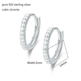 925 Silver CZ Circle Small Loop Huggie Hoop Earrings For Women Girls