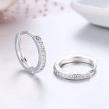 925 Silver CZ Circle Small Loop Huggie Hoop Earrings For Women Girls