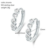 925 Silver S Infinity CZ Circle Huggie Hoop Earrings For Women