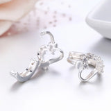 925 Silver CZ Heart Circle Huggie Hoop Earrings for Women Girls