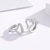 925 Silver CZ Heart Circle Huggie Hoop Earrings for Women Girls