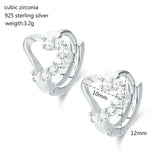 925 Silver CZ Heart Circle Huggie Hoop Earrings for Women Girls