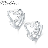 925 Silver CZ Heart Circle Huggie Hoop Earrings for Women Girls