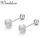 3D Round CZ Ball 925 Silver Stud Earrings For Women Girls Kids