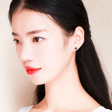 3D Round CZ Ball 925 Silver Stud Earrings For Women Girls Kids