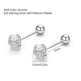3D Round CZ Ball 925 Silver Stud Earrings For Women Girls Kids