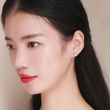 3D Round CZ Ball 925 Silver Stud Earrings For Women Girls Kids