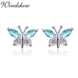 925 Silver Butterfly CZ Stud Earrings Girls Kids Jewellery Orecchini Aretes