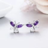 925 Silver Butterfly CZ Stud Earrings Girls Kids Jewellery Orecchini Aretes