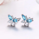 925 Silver Butterfly CZ Stud Earrings Girls Kids Jewellery Orecchini Aretes