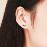 925 Silver Butterfly CZ Stud Earrings Girls Kids Jewellery Orecchini Aretes