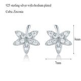925 Silver CZ Maple Leaf Stud Earrings For Women Girls Kids