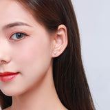 925 Silver CZ Maple Leaf Stud Earrings For Women Girls Kids