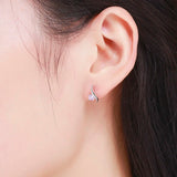 925 Silver Pink CZ Stud Earrings for Girls Kids Jewelry Gift
