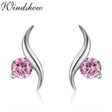 925 Silver Pink CZ Stud Earrings for Girls Kids Jewelry Gift
