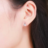 925 Silver Pink CZ Stud Earrings for Girls Kids Jewelry Gift