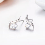 925 Silver Pink CZ Stud Earrings for Girls Kids Jewelry Gift