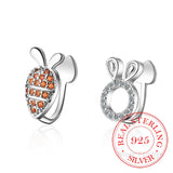 Rabbit Carrot 925 Silver Ear Cuff Earrings For Women