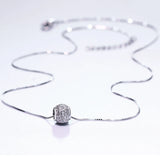Small Ball Necklace Real 925 Sterling Silver Pendant Zirconia