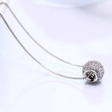 Small Ball Necklace Real 925 Sterling Silver Pendant Zirconia