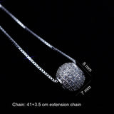 Small Ball Necklace Real 925 Sterling Silver Pendant Zirconia