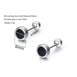 925 Silver Screw Stud Earrings Girls Kids Piercing Jewelry