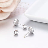 925 Silver Stud Earrings Screw Back for Women Girls Kids